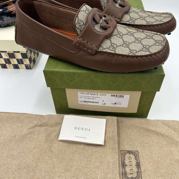 Men’s Gucci interlocking G supreme Driver loafers size 9, made in Italy - Picture 4 of 11